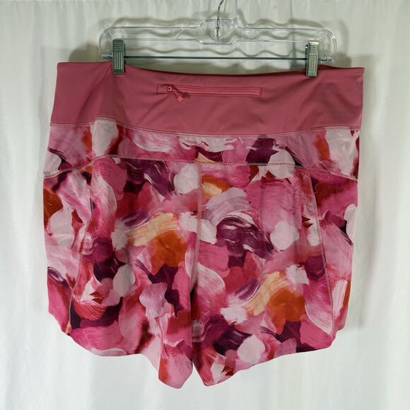 Athleta Printed Run with It Shorts Women's 1X Pink 4.5" Inseam Lined Zip Pocket - Picture 8 of 10